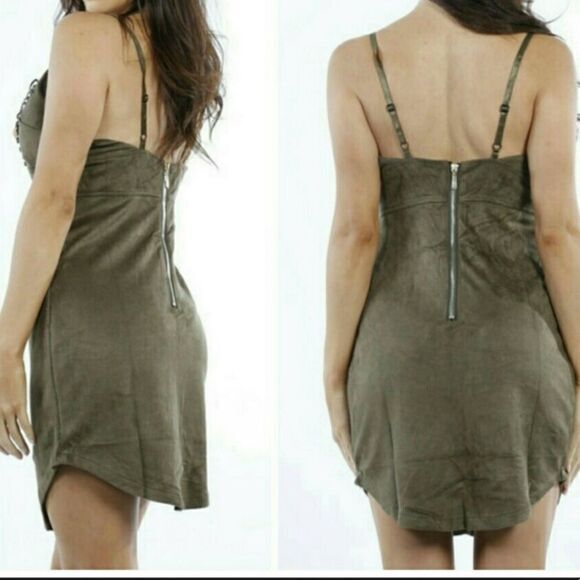 Laced Faux Suede Dress - Picture 4 of 16